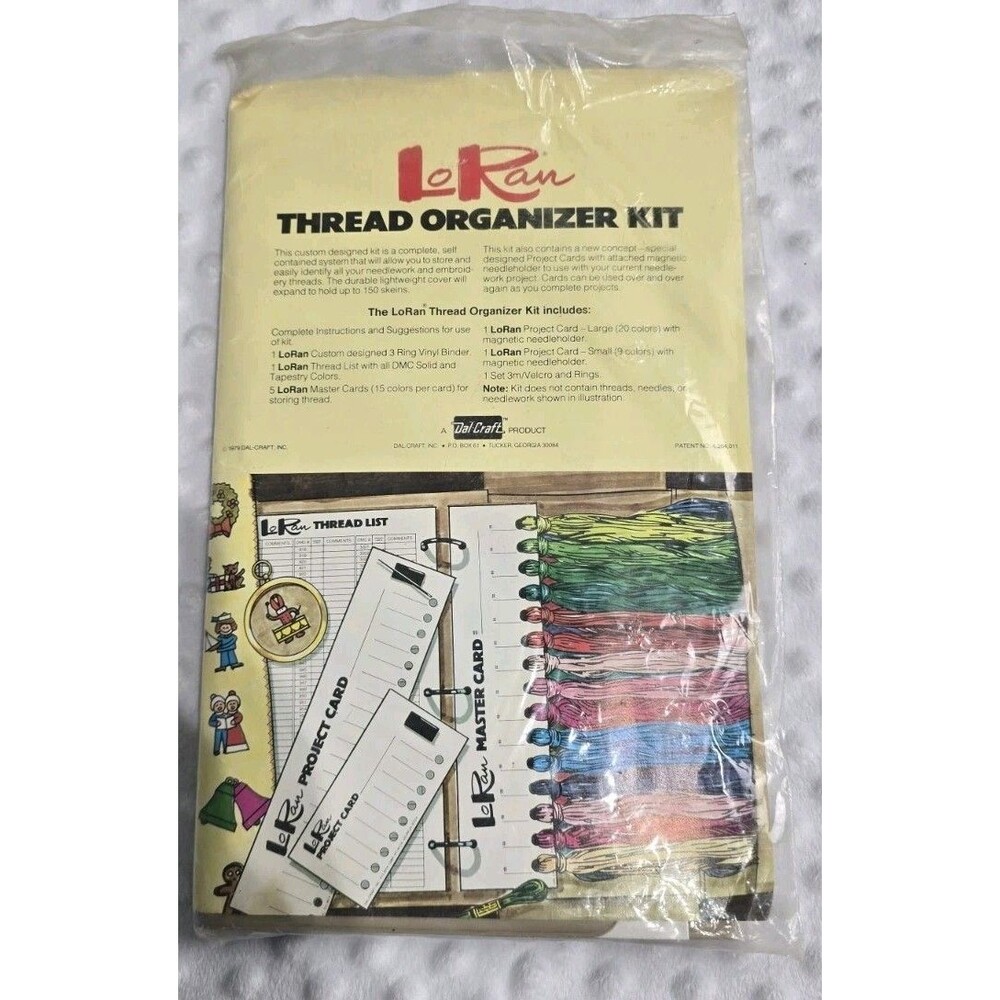 LoRan Thread Organizer System Binder Kit Crafts Floss Storage Vintage 1987 Open